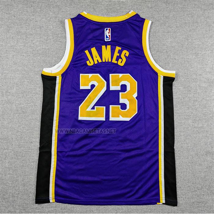 Camiseta Nino Los Angeles Lakers LeBron James NO 23 Statement Violeta1